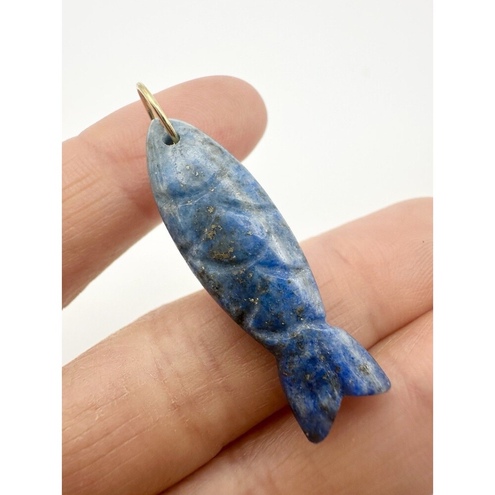 Hand Carved Natural Lapis Lazuli Fish Pendant